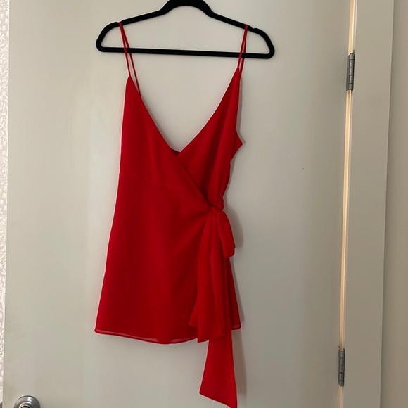 LPA Red Mini Wrap Dress - Picture 3 of 4